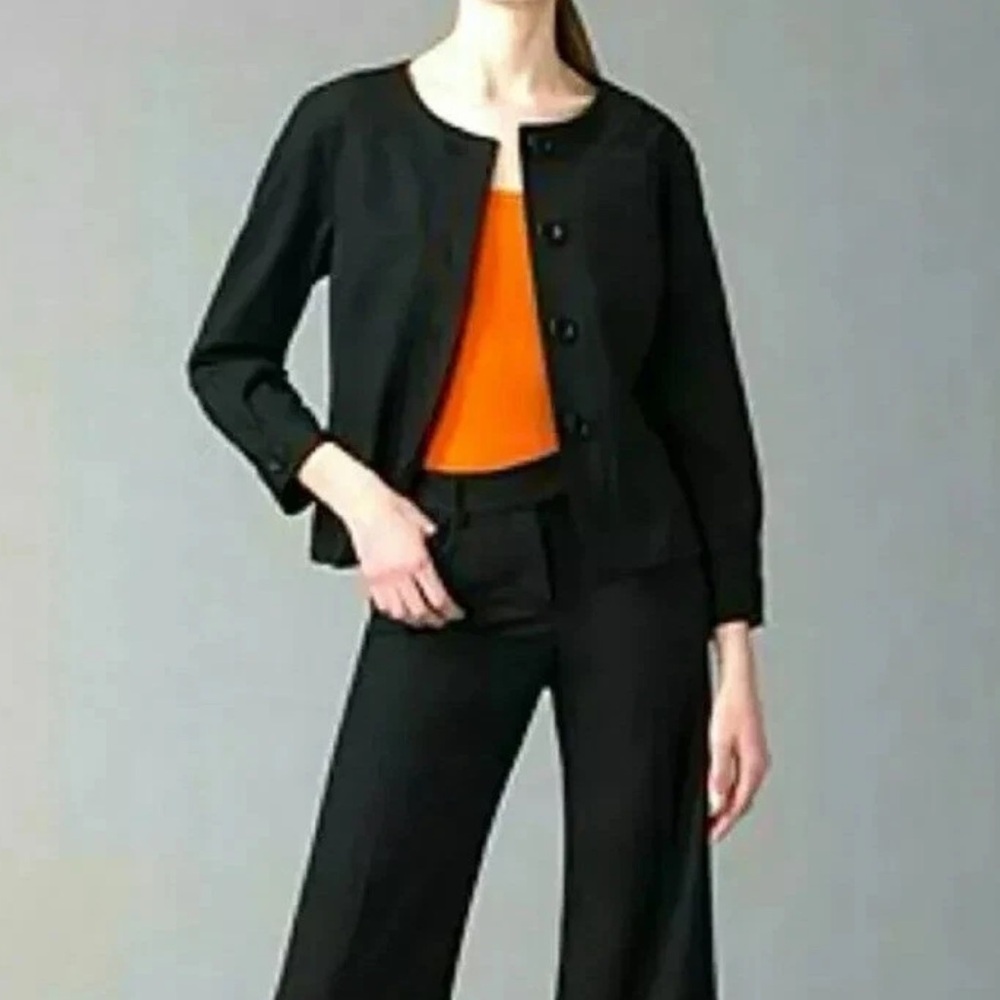 Theory Womens Ayana Black Flouncy Hem Peplum Wool Blazer Career Casual